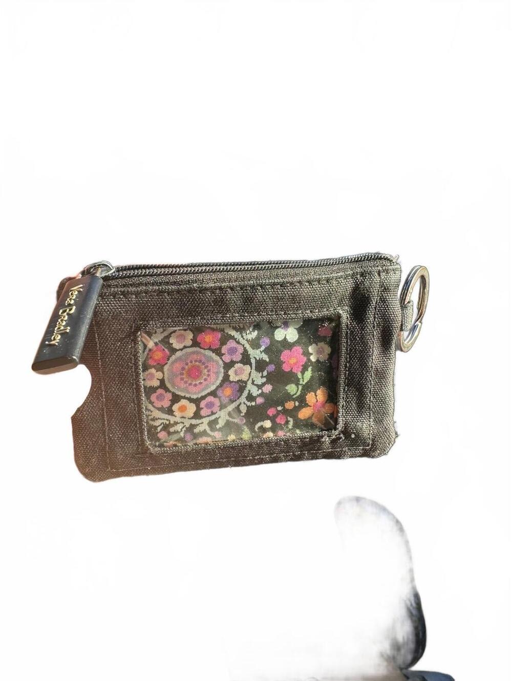 Vera Bradley Black Floral Zip Pouch Wallet with Key Ring